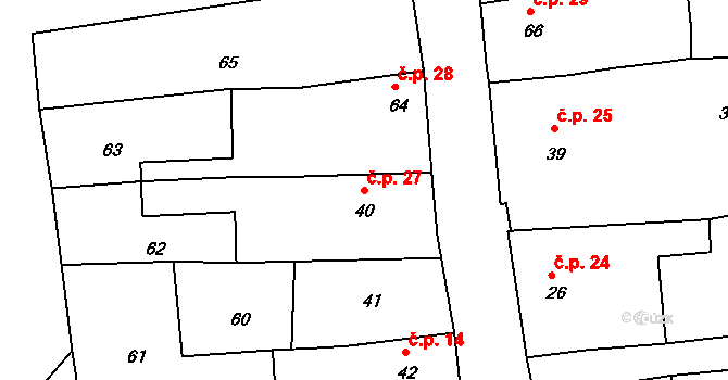 Zákupy 27 na parcele st. 40 v KÚ Zákupy, Katastrální mapa