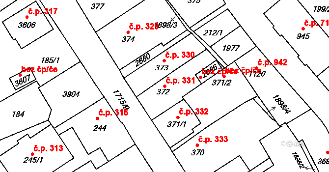 Vrchlabí 331 na parcele st. 372 v KÚ Vrchlabí, Katastrální mapa