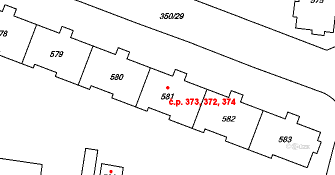 Povel 372,373,374, Olomouc na parcele st. 581 v KÚ Povel, Katastrální mapa
