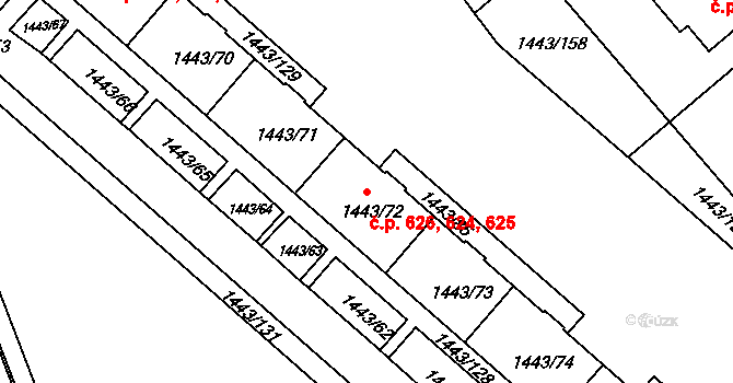Liberec XIV-Ruprechtice 624,625,626, Liberec na parcele st. 1443/72 v KÚ Ruprechtice, Katastrální mapa