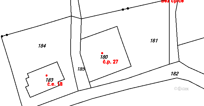 Liberec XXI-Rudolfov 27, Liberec na parcele st. 180 v KÚ Rudolfov, Katastrální mapa