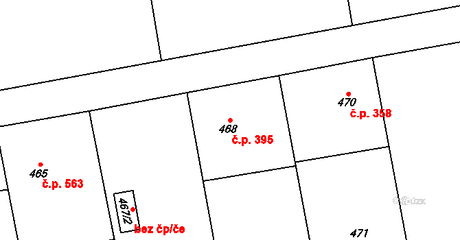 Louky 395, Karviná na parcele st. 468 v KÚ Louky nad Olší, Katastrální mapa