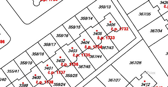 Čáslav-Nové Město 1734, Čáslav na parcele st. 3404 v KÚ Čáslav, Katastrální mapa