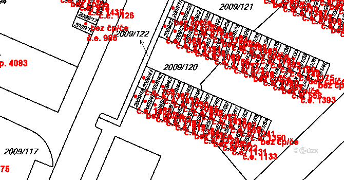 Chomutov 1030 na parcele st. 2009/44 v KÚ Chomutov I, Katastrální mapa
