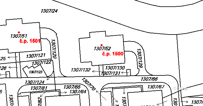 Michle 1500, Praha na parcele st. 1307/52 v KÚ Michle, Katastrální mapa