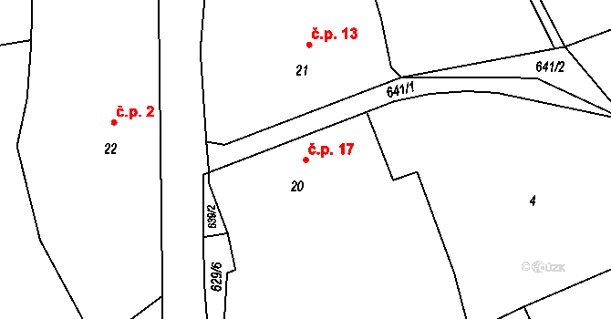 Zdeslav 17, Poleň na parcele st. 20 v KÚ Zdeslav, Katastrální mapa