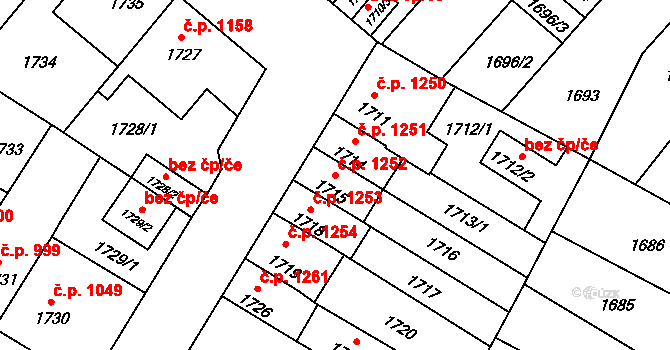 Předměstí 1252, Litoměřice na parcele st. 1715 v KÚ Litoměřice, Katastrální mapa