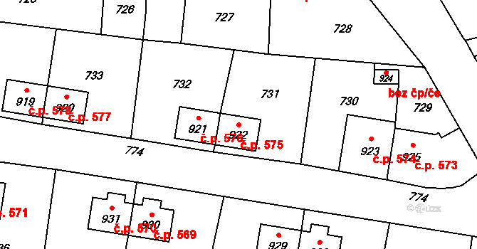 Heřmanice 575, Ostrava na parcele st. 922 v KÚ Heřmanice, Katastrální mapa