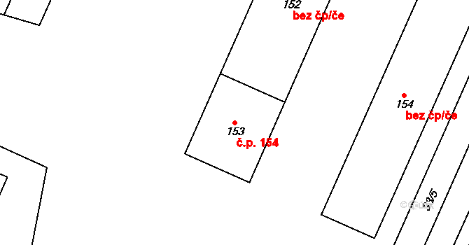 Bylany 38011727 na parcele st. 153 v KÚ Bylany, Katastrální mapa