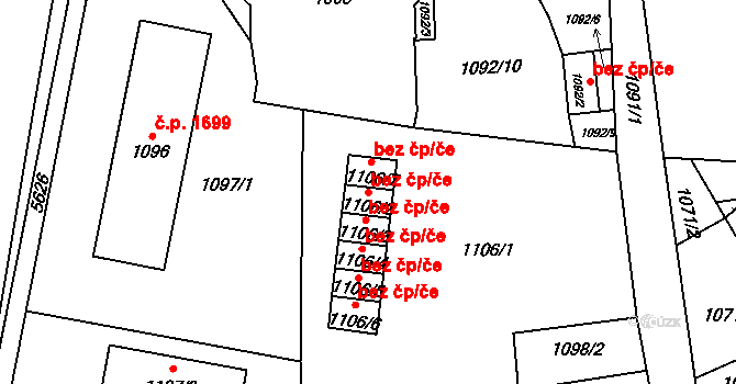 Ostrava 38196727 na parcele st. 1106/2 v KÚ Slezská Ostrava, Katastrální mapa