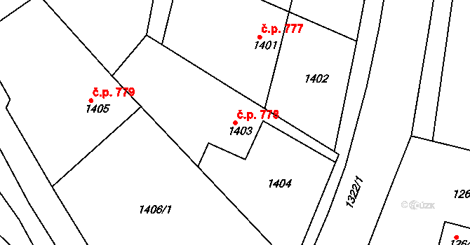 Brumov 778, Brumov-Bylnice na parcele st. 1403 v KÚ Brumov, Katastrální mapa