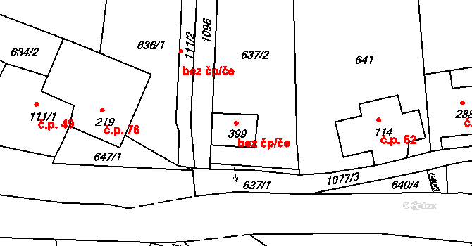 Česká Kamenice 40666727 na parcele st. 399 v KÚ Dolní Kamenice, Katastrální mapa