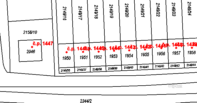 Otrokovice 1444 na parcele st. 1952 v KÚ Otrokovice, Katastrální mapa