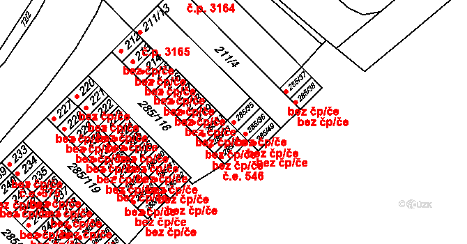 Brno 45521727 na parcele st. 285/35 v KÚ Žabovřesky, Katastrální mapa