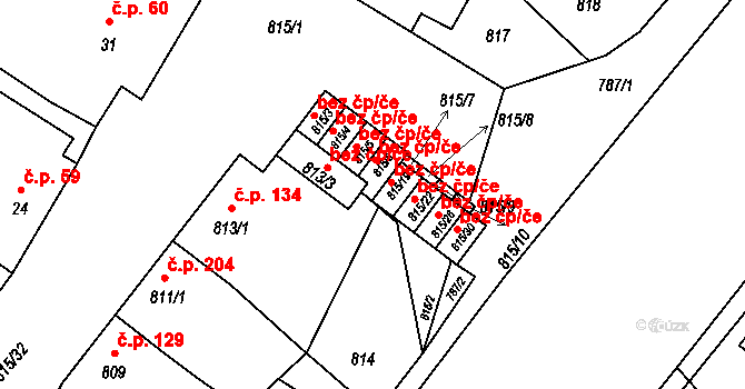 Týnec 47303727 na parcele st. 815/18 v KÚ Týnec na Moravě, Katastrální mapa