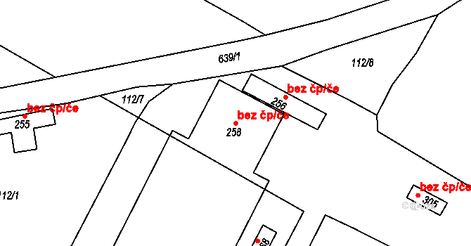 Travčice 47633727 na parcele st. 258 v KÚ Travčice, Katastrální mapa