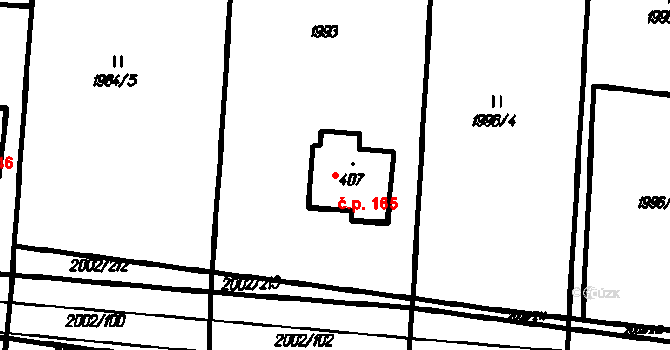 Lopeník 165 na parcele st. 407 v KÚ Lopeník, Katastrální mapa