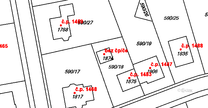 Ivančice 48495727 na parcele st. 1874 v KÚ Ivančice, Katastrální mapa