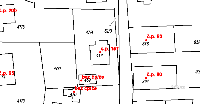 Záboří 157, Proseč na parcele st. 414 v KÚ Záboří u Proseče, Katastrální mapa