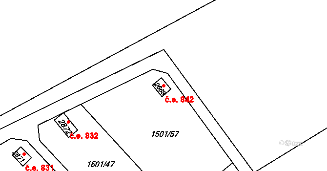 Čertovina 842, Hlinsko na parcele st. 2669 v KÚ Hlinsko v Čechách, Katastrální mapa