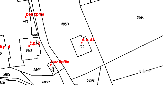 Třebenice 41, Štěchovice na parcele st. 122 v KÚ Štěchovice u Prahy, Katastrální mapa