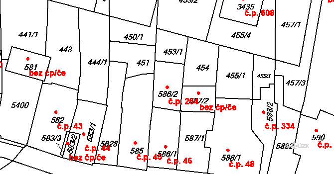 Týnské Předměstí 264, Domažlice na parcele st. 586/2 v KÚ Domažlice, Katastrální mapa