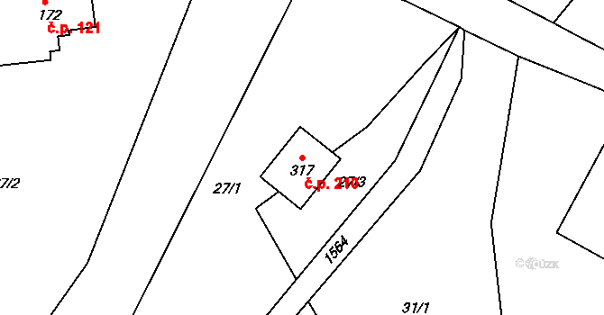 Děčín XXIV-Krásný Studenec 210, Děčín na parcele st. 317 v KÚ Krásný Studenec, Katastrální mapa