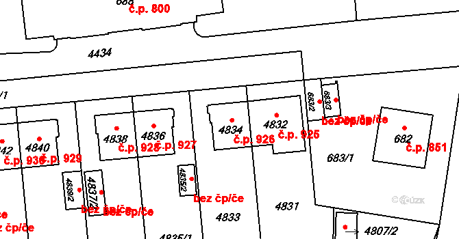 Chotěboř 926 na parcele st. 4834 v KÚ Chotěboř, Katastrální mapa