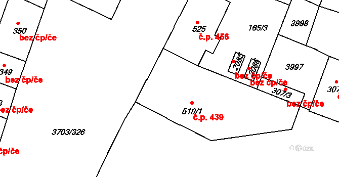 Dobřany 439 na parcele st. 510/1 v KÚ Dobřany, Katastrální mapa