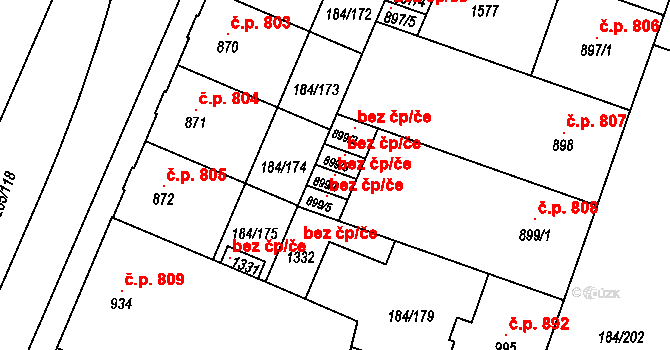 Hradec Králové 121744728 na parcele st. 899/4 v KÚ Hradec Králové, Katastrální mapa