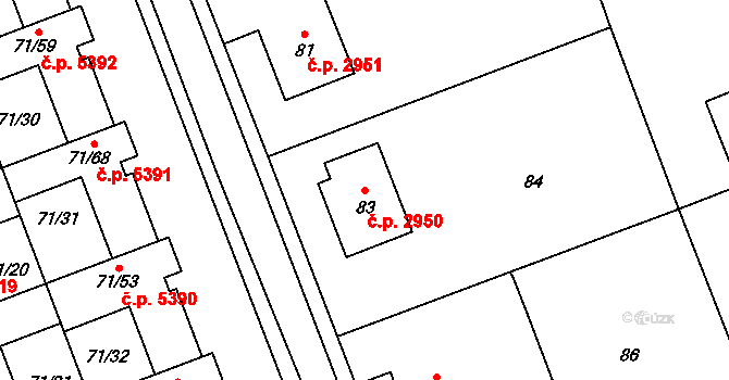 Helenín 2950, Jihlava na parcele st. 83 v KÚ Helenín, Katastrální mapa