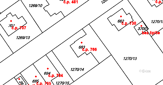 Říčany 766 na parcele st. 683 v KÚ Říčany u Prahy, Katastrální mapa