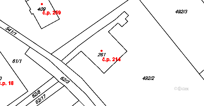 Vilémov 214 na parcele st. 261 v KÚ Vilémov u Šluknova, Katastrální mapa