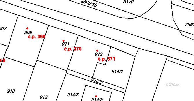 Pod Cvilínem 371, Krnov na parcele st. 913 v KÚ Opavské Předměstí, Katastrální mapa
