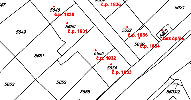 Kročehlavy 1832, Kladno na parcele st. 5652 v KÚ Kročehlavy, Katastrální mapa