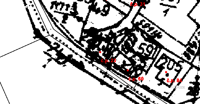 Tisová 23, Kraslice na parcele st. 220 v KÚ Tisová u Kraslic, Katastrální mapa