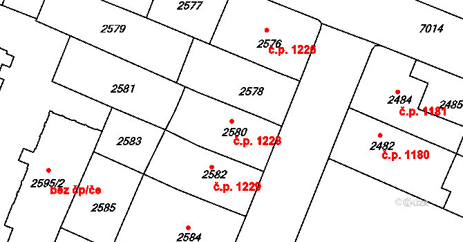 Boskovice 1228 na parcele st. 2580 v KÚ Boskovice, Katastrální mapa