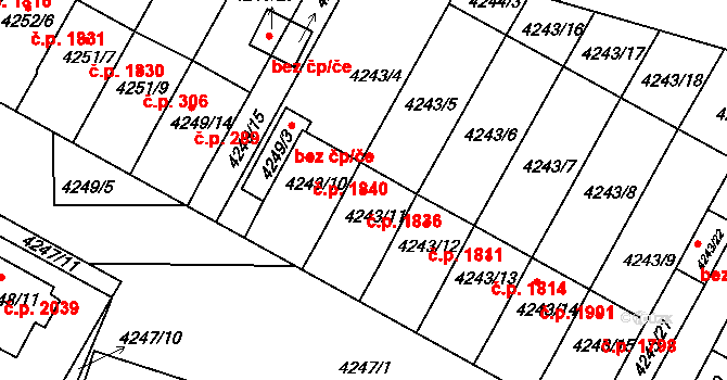 Boskovice 1836 na parcele st. 4243/11 v KÚ Boskovice, Katastrální mapa