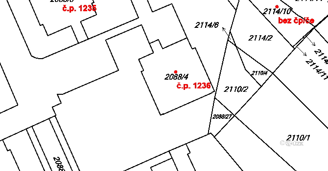 Mikulov 1236 na parcele st. 2088/4 v KÚ Mikulov na Moravě, Katastrální mapa