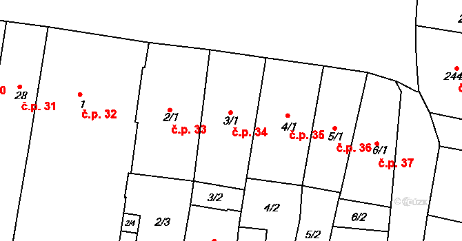 Město 34, Moravská Třebová na parcele st. 3/1 v KÚ Moravská Třebová, Katastrální mapa