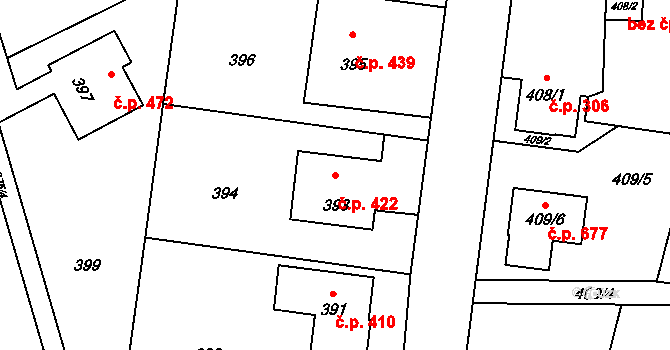 Krhová 422 na parcele st. 393 v KÚ Krhová, Katastrální mapa