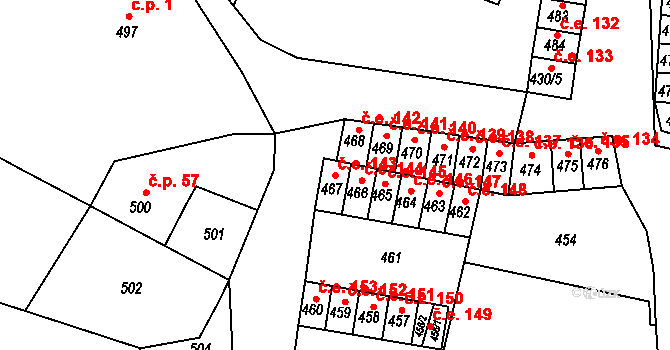 Miřetice u Klášterce nad Ohří 143, Klášterec nad Ohří na parcele st. 467 v KÚ Miřetice u Klášterce nad Ohří, Katastrální mapa