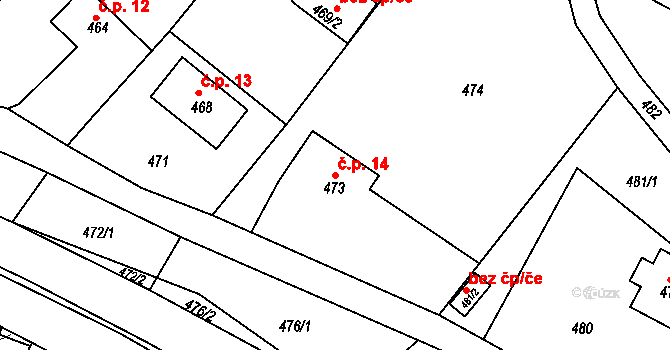 Děčín XXXII-Boletice nad Labem 14, Děčín na parcele st. 473 v KÚ Boletice nad Labem, Katastrální mapa