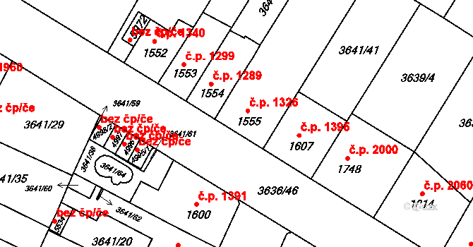 Břeclav 1326 na parcele st. 1555 v KÚ Břeclav, Katastrální mapa