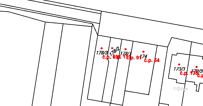 Dolní Heršpice 112, Brno na parcele st. 178/3 v KÚ Dolní Heršpice, Katastrální mapa