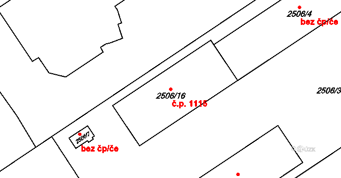 Černovice 1115, Brno na parcele st. 2506/16 v KÚ Černovice, Katastrální mapa