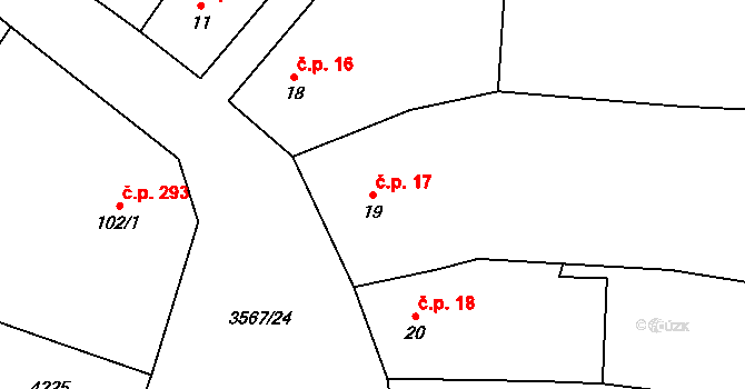 Lomnice nad Lužnicí 17 na parcele st. 19 v KÚ Lomnice nad Lužnicí, Katastrální mapa