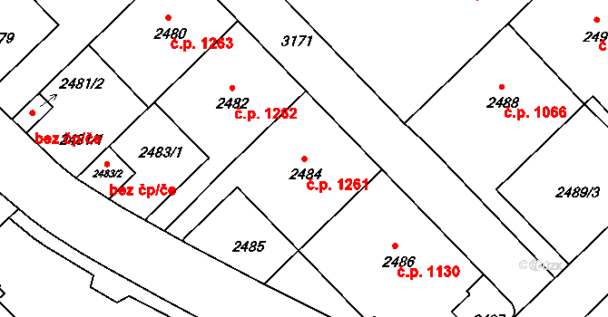 Nusle 1261, Praha na parcele st. 2484 v KÚ Nusle, Katastrální mapa