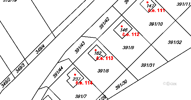 Žebrákov 113, Zduchovice na parcele st. 162 v KÚ Zduchovice, Katastrální mapa
