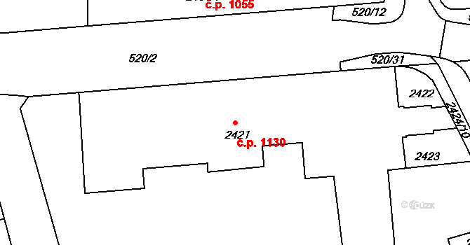 Rumburk 1 1130, Rumburk na parcele st. 2421 v KÚ Rumburk, Katastrální mapa